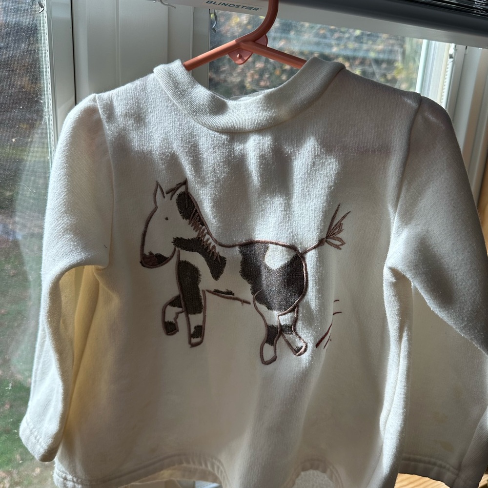 Kids Cream Horse Print Shirt